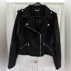 Jou Jou Vegan Leather Crop Moto Jacket Zippers Size M Women’s Soft Suede